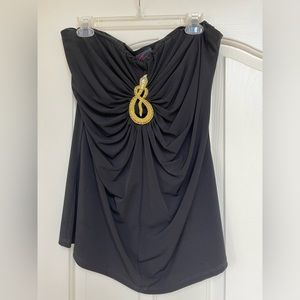 Sexy strapless top with gold tone hardware detail